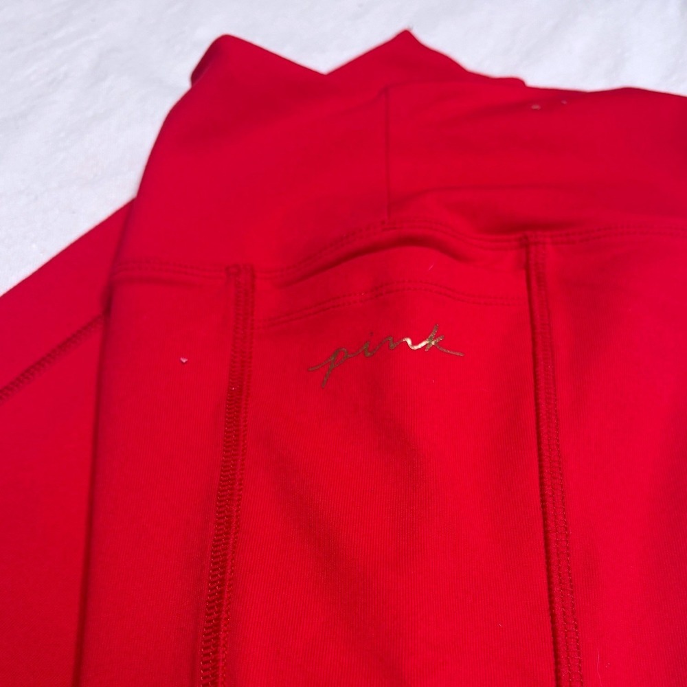Pink Victoria's Secret Active Leggings Red High Waist Side Pockets Small - Picture 2 of 6